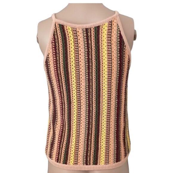 Madewell Crochet Janson Sweater Tank XS Swank Top Rainbow Striped Cotton Neutral - Picture 4 of 16